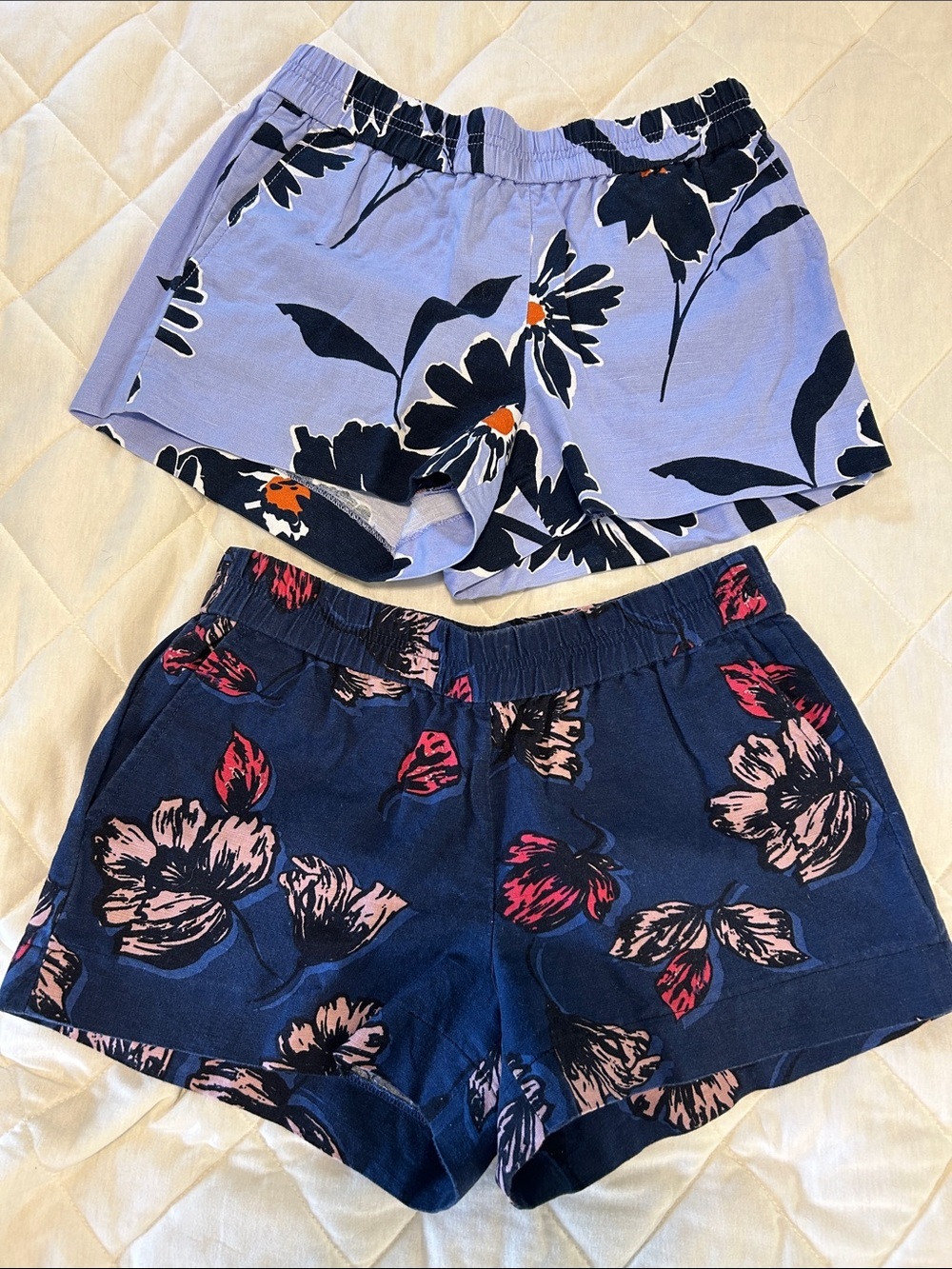 J. Crew Two-Pack Floral Athletic Shorts - Light Blue & Navy
